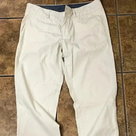 Khaki Pinstripe Trouser Banana Rebublic Size 2 Stretch - Picture 1 of 8